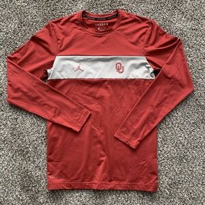 Air Jordan Oklahoma Sooners Dri fit men's small gray crimson long sleeve shirt